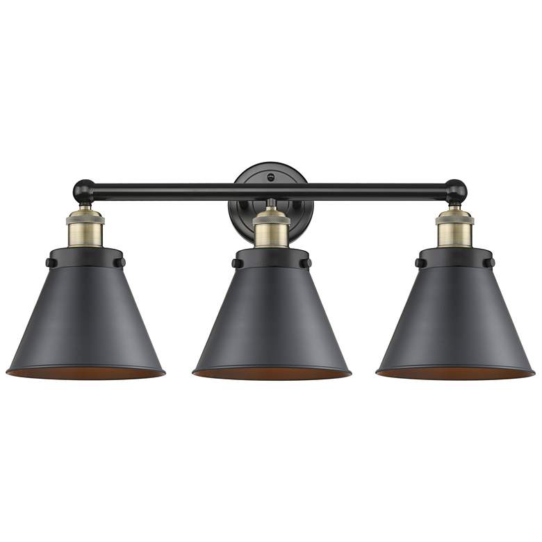 Image 1 Appalachian 26"W 3 Light Black Brass Bath Vanity Light w/ Matte Black