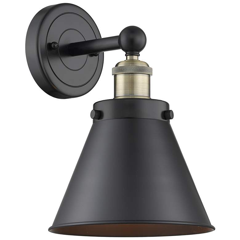 Image 1 Appalachian 3 inch High Black Brass Sconce With Matte Black Shade