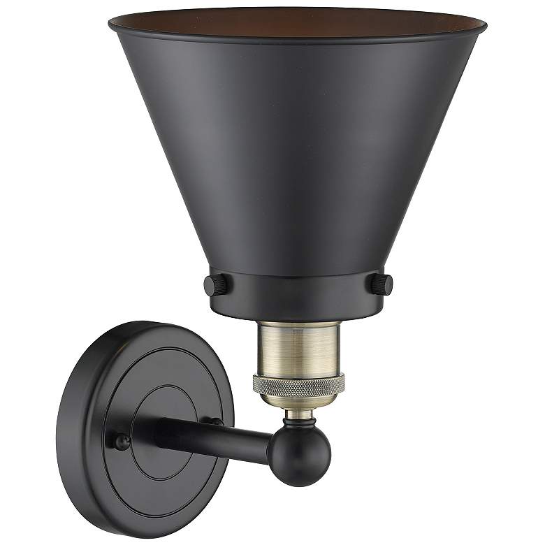 Image 2 Appalachian 3" High Black Brass Sconce With Matte Black Shade more views