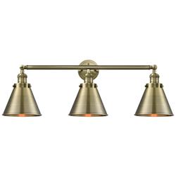 Appalachian 32"W 3 Light Antique Brass Bath Light w/ Antique Brass Sha
