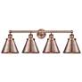 Appalachian 35"W 4 Light Antique Copper Bath Light w/ Antique Copper S