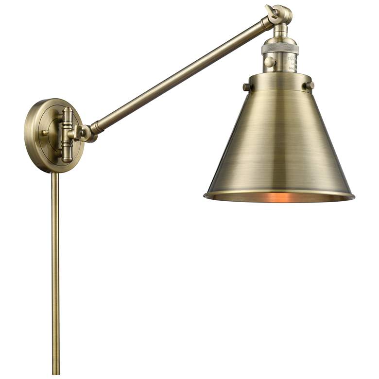 Image 1 Appalachian 8" Antique Brass LED Swing Arm With Antique Brass Shade