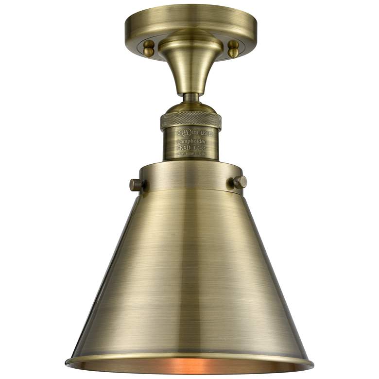 Image 1 Appalachian 8" Antique Brass Semi Flush Mount