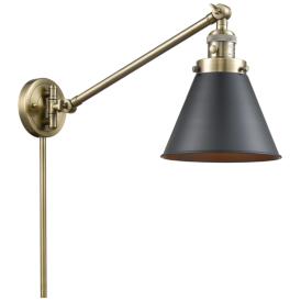 Appalachian 8" Antique Brass Swing Arm w/ Matte Black Shade Appalachian 8" Antique Brass Swing Arm w/ Matte Black Shade