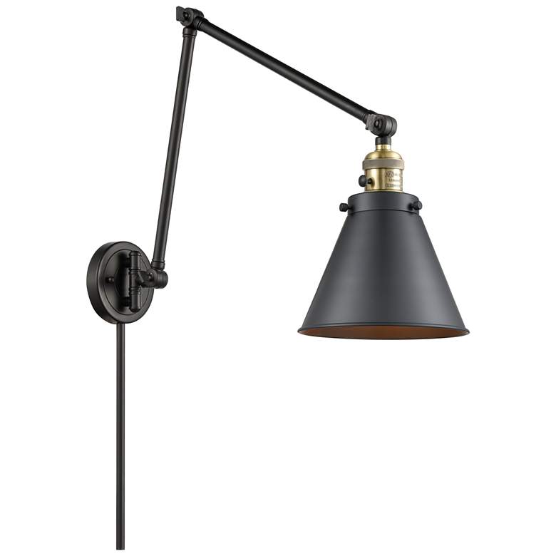 Image 1 Appalachian 8" Black Antique Brass Double Swing Arm w/ Black Shade