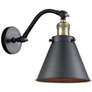 1_Appalachian 8" Black Antique Brass Sconce w/ Matte Black Shade