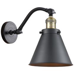 Appalachian 8" Black Antique Brass Sconce w/ Matte Black Shade