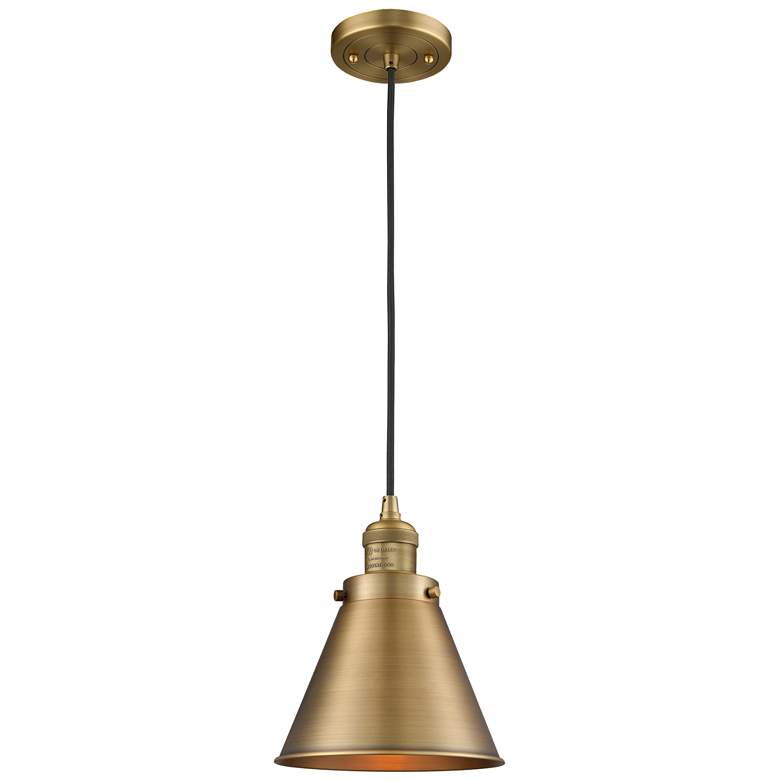 Image 1 Appalachian 8" Brushed Brass Cord Hung Mini Pendant