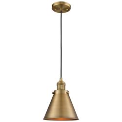 Appalachian 8" Brushed Brass Cord Hung Mini Pendant