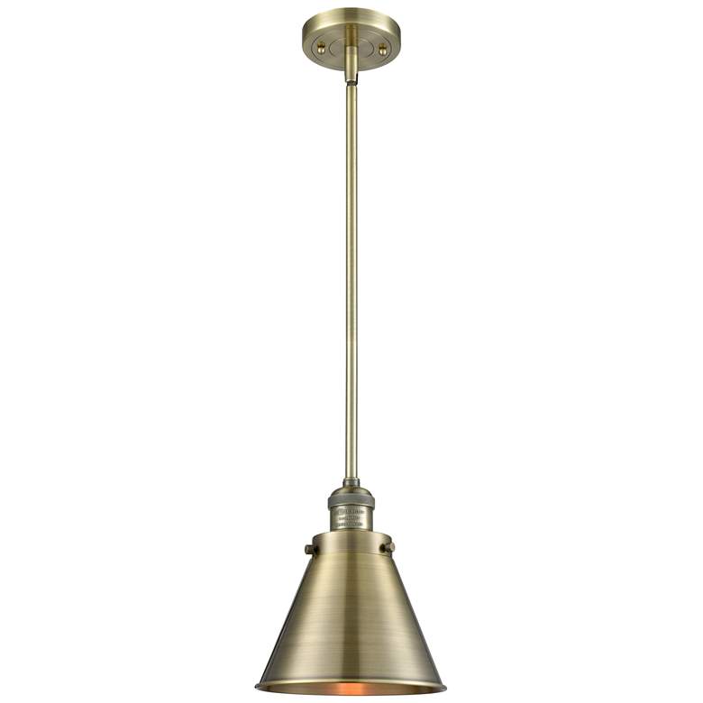 Image 1 Appalachian 8" LED Mini Pendant - Antique Brass - Antique Brass Shade
