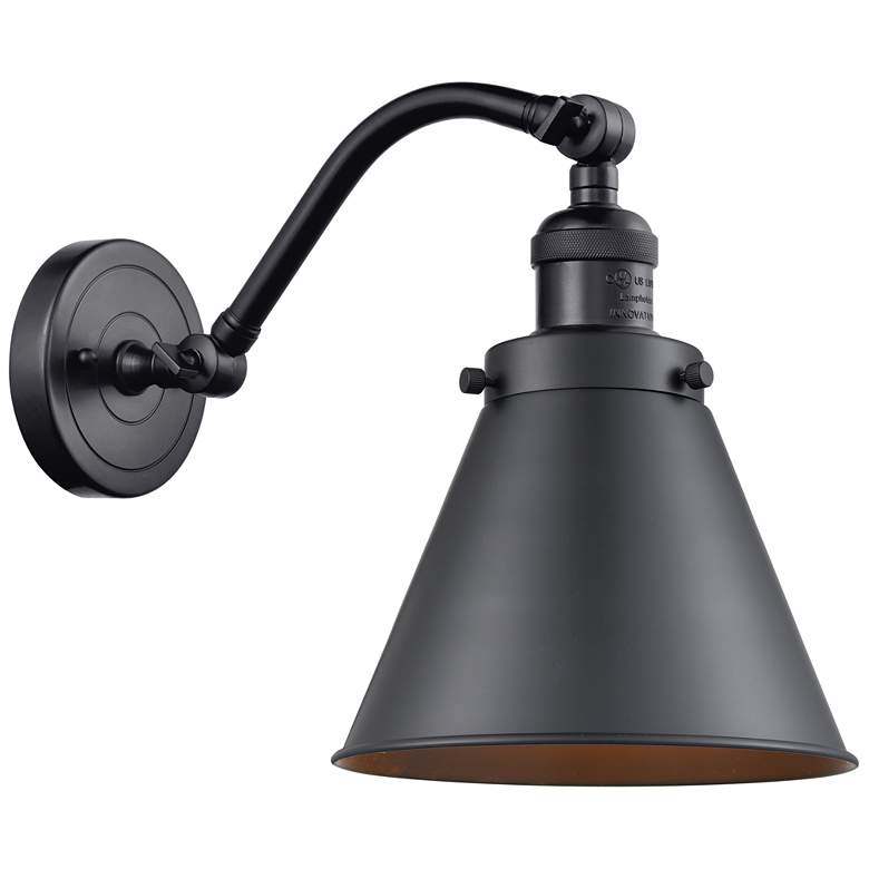 Image 1 Appalachian 8" LED Sconce - Matte Black Finish - Matte Black Shade