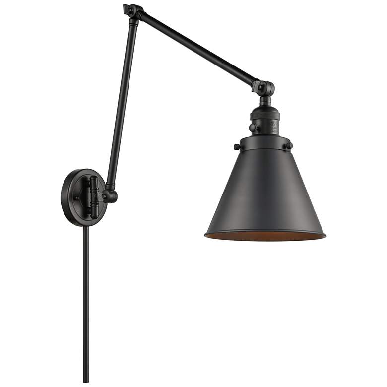 Image 1 Appalachian 8" Matte Black LED Double Swing Arm With Matte Black Shade
