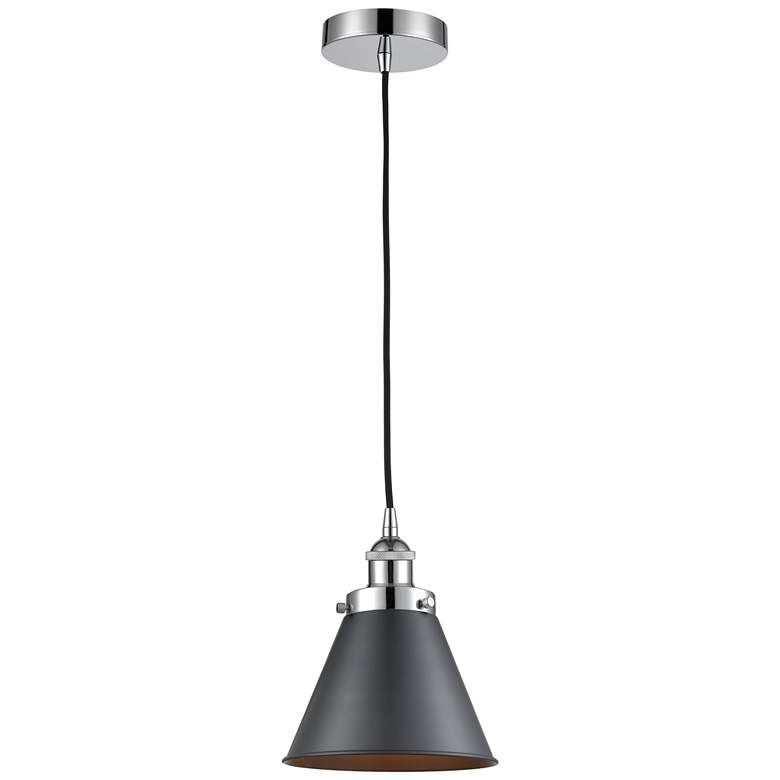 Image 1 Appalachian 8" Polished Chrome Mini Pendant w/ Matte Black Shade