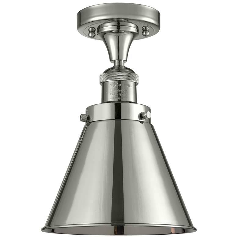Image 1 Appalachian 8" Polished Nickel Semi Flush Mount w/ Polished Nickel Sha