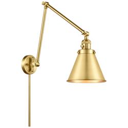 Appalachian 8" Satin Gold LED Double Swing Arm With Satin Gold Shade