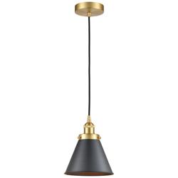 Appalachian 8" Satin Gold Mini Pendant w/ Matte Black Shade
