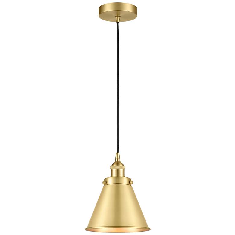 Image 1 Appalachian 8" Satin Gold Mini Pendant w/ Satin Gold Shade