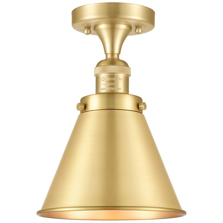 Image 1 Appalachian 8" Satin Gold Semi Flush Mount w/ Satin Gold Shade
