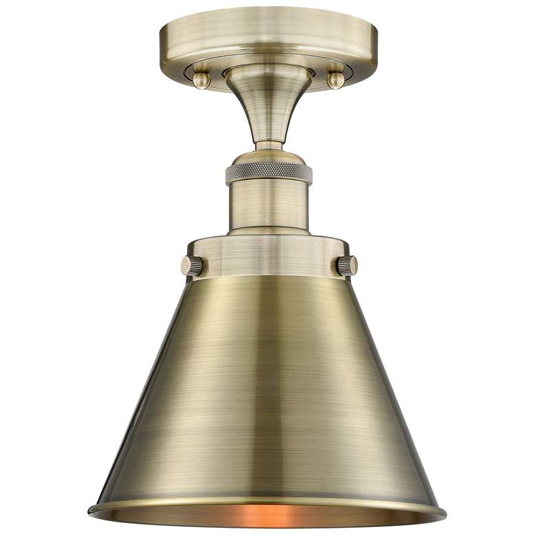 Image 1 Appalachian 8" Wide Antique Brass Semi.Flush Mount With Antique Brass