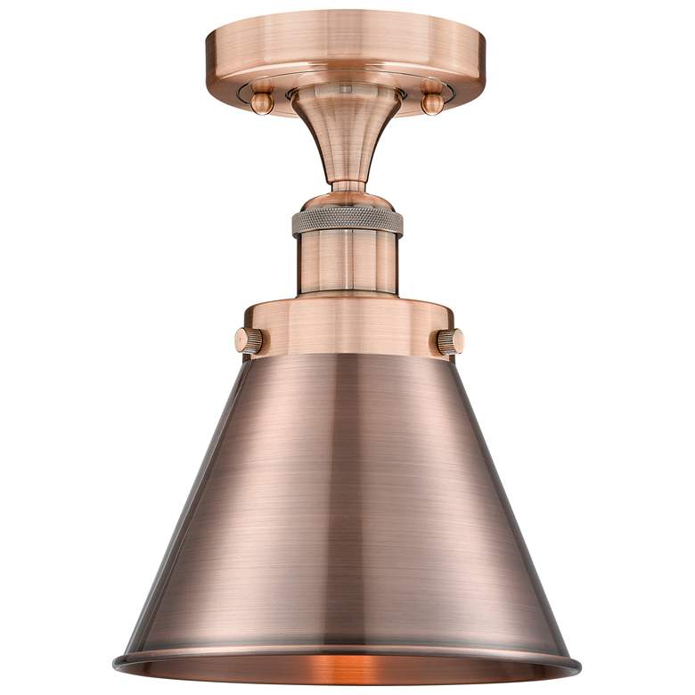 Image 1 Appalachian 8" Wide Antique Copper Semi.Flush Mount With Copper Shade