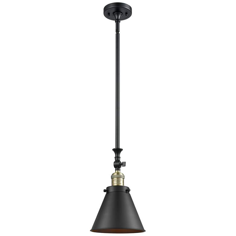 Image 1 Appalachian 8" Wide Black Brass Stem Hung Mini Pendant w/ Matte Black