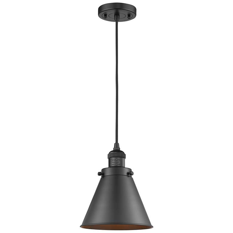 Image 1 Appalachian 8" Wide Matte Black Mini Pendant