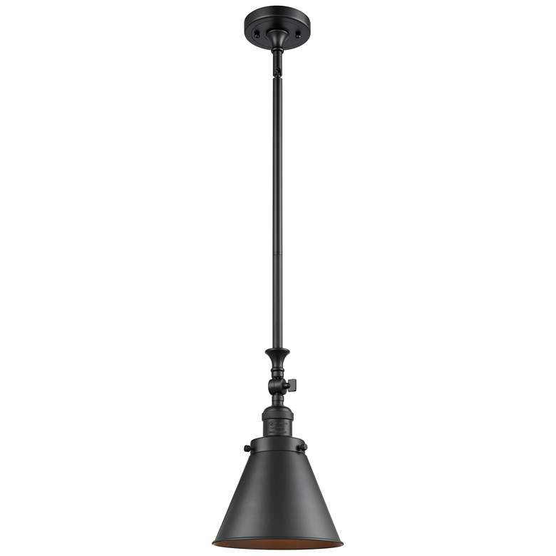 Image 1 Appalachian 8" Wide Matte Black Stem Hung Mini Pendant w/ Matte Black