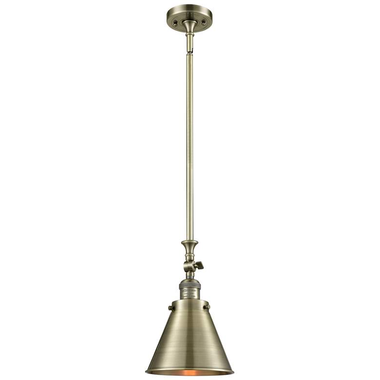 Image 1 Appalachian 8"W Antique Brass Stem Hung Mini Pendant w/ Antique Brass