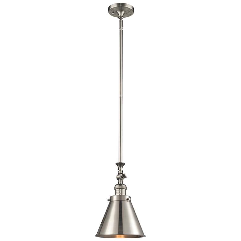 Image 1 Appalachian 8"W Brushed Nickel Stem Mini Pendant w/ Nickel Shade
