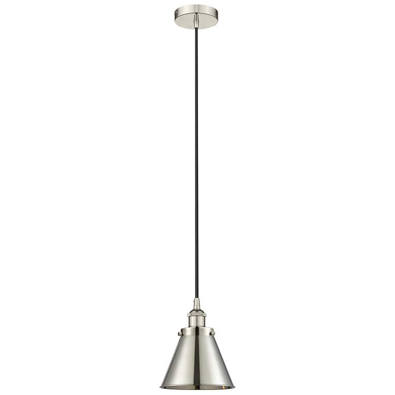 Image 1 Appalachian 8"W Polished Nickel Corded Mini Pendant w/ Nickel Shade