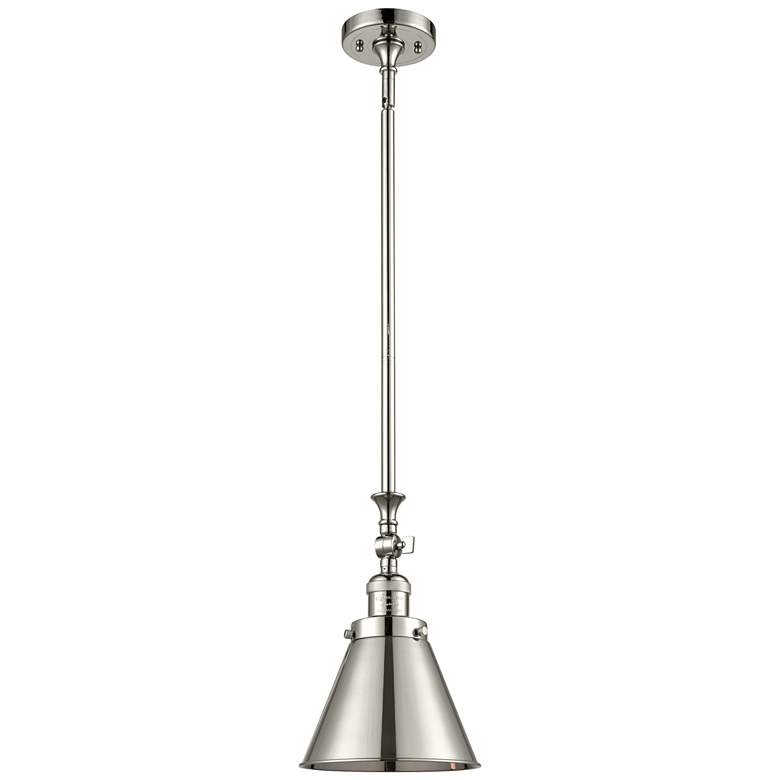 Image 1 Appalachian 8"W Polished Nickel Stem Hung Mini Pendant w/ Nickel Shade