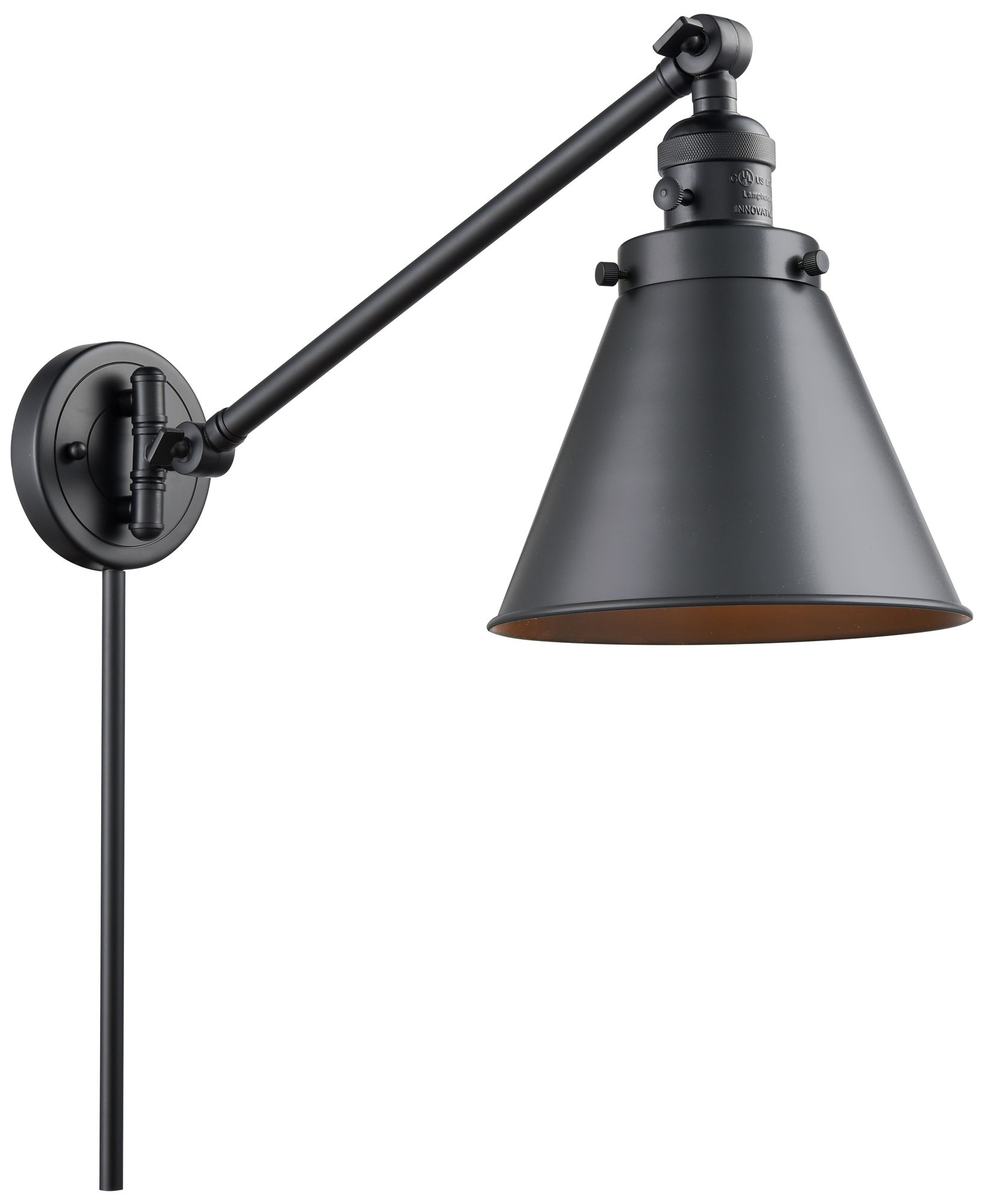 Appalachian 8" Matte Black LED Swing Arm With Matte Black Made to Order