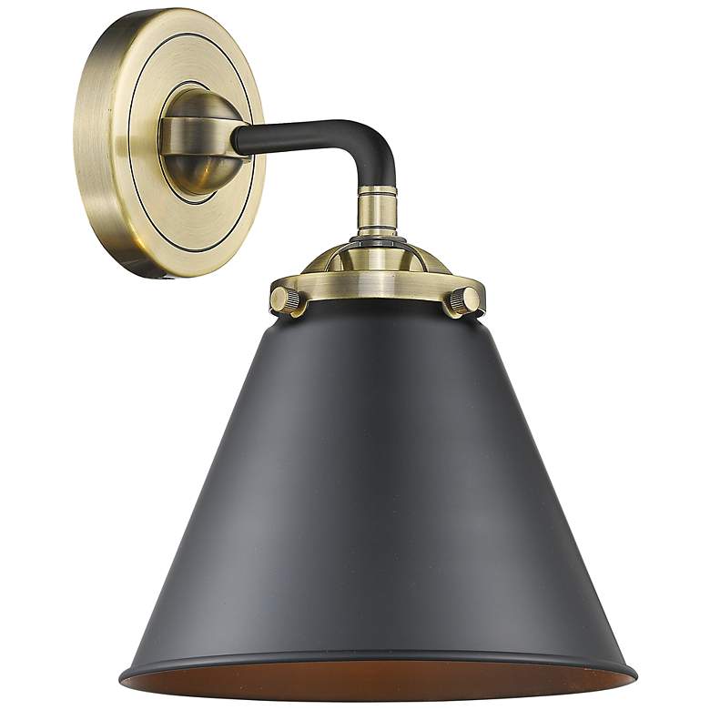 Image 1 Appalachian 9 1/2"H Black and Antique Brass LED Wall Sconce