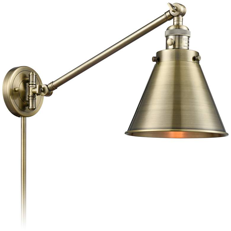 Image 1 Appalachian Antique Brass Swing Arm Plug-In Wall Lamp