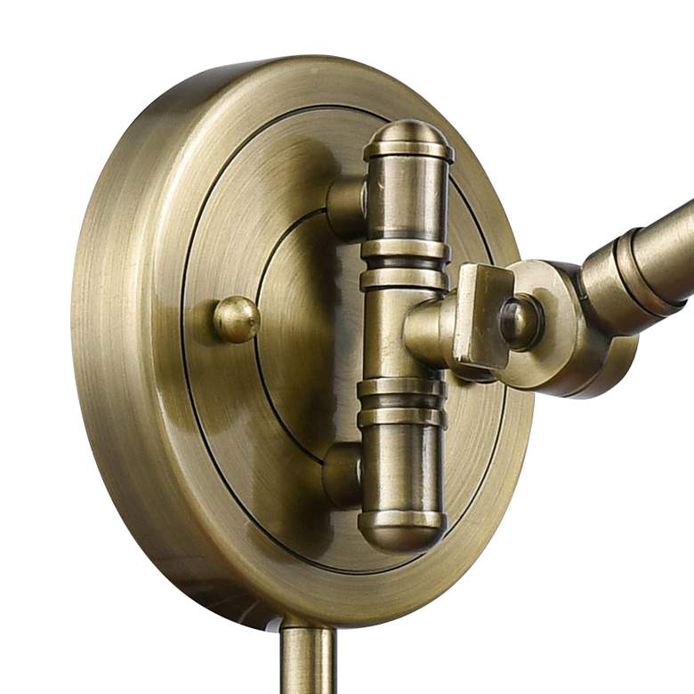 Image 3 Appalachian Antique Brass Swing Arm Plug-In Wall Lamp more views