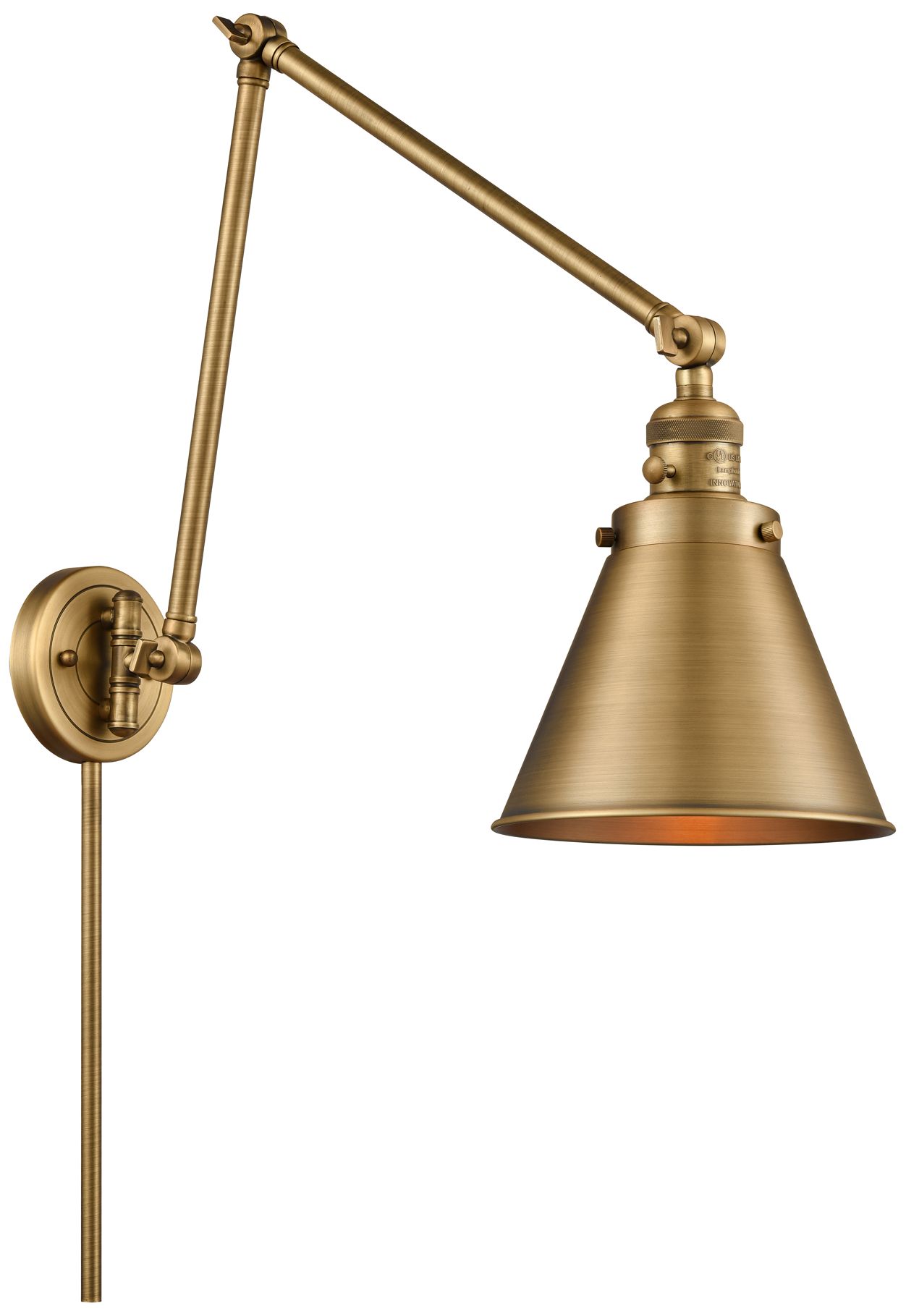 Appalachian Brushed Brass LED Swing Arm Wall Lamp - Made to Order
