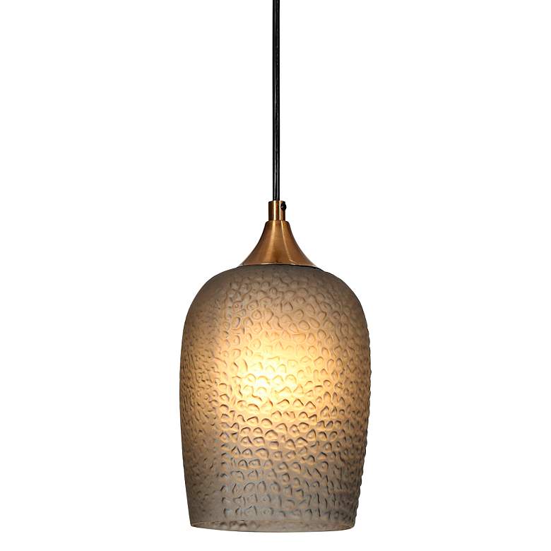 Image 1 Apphia 6 1/4"W Plating Brass Mini Pendant w/ Textured Glass