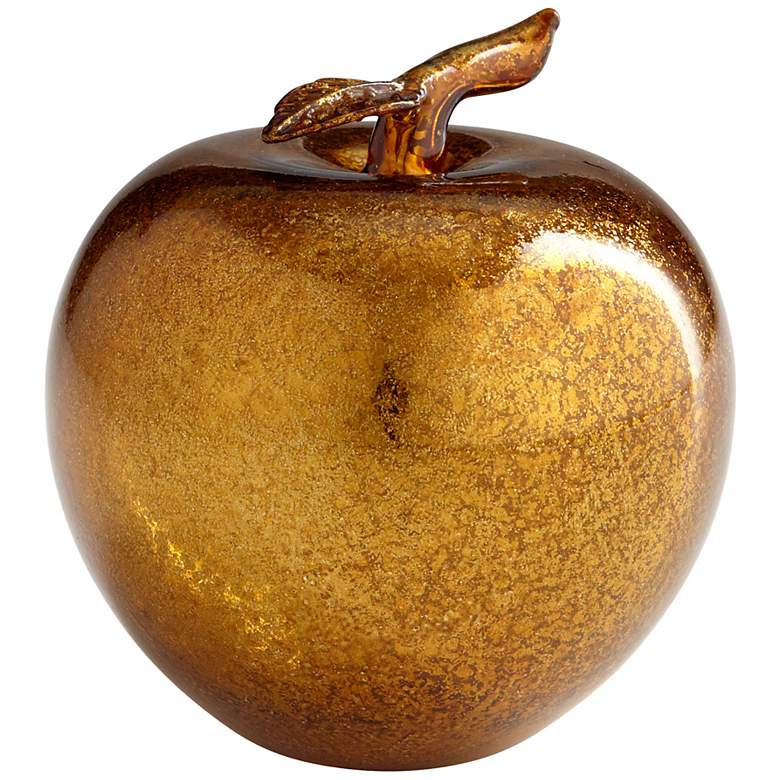 Image 1 Apple 4 inch High Gold Glass Figurine
