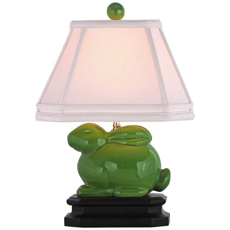 Image 1 Apple Green Porcelain Bunny Table Lamp