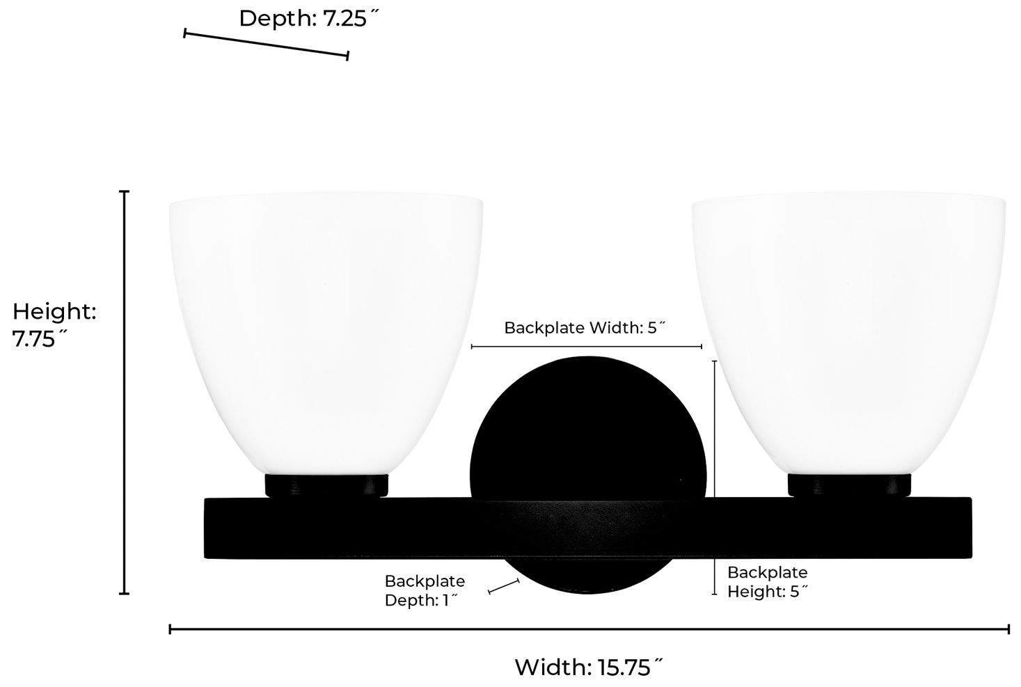 Apria 15.75" Wide 2-Light Vanity in Polished Chrome