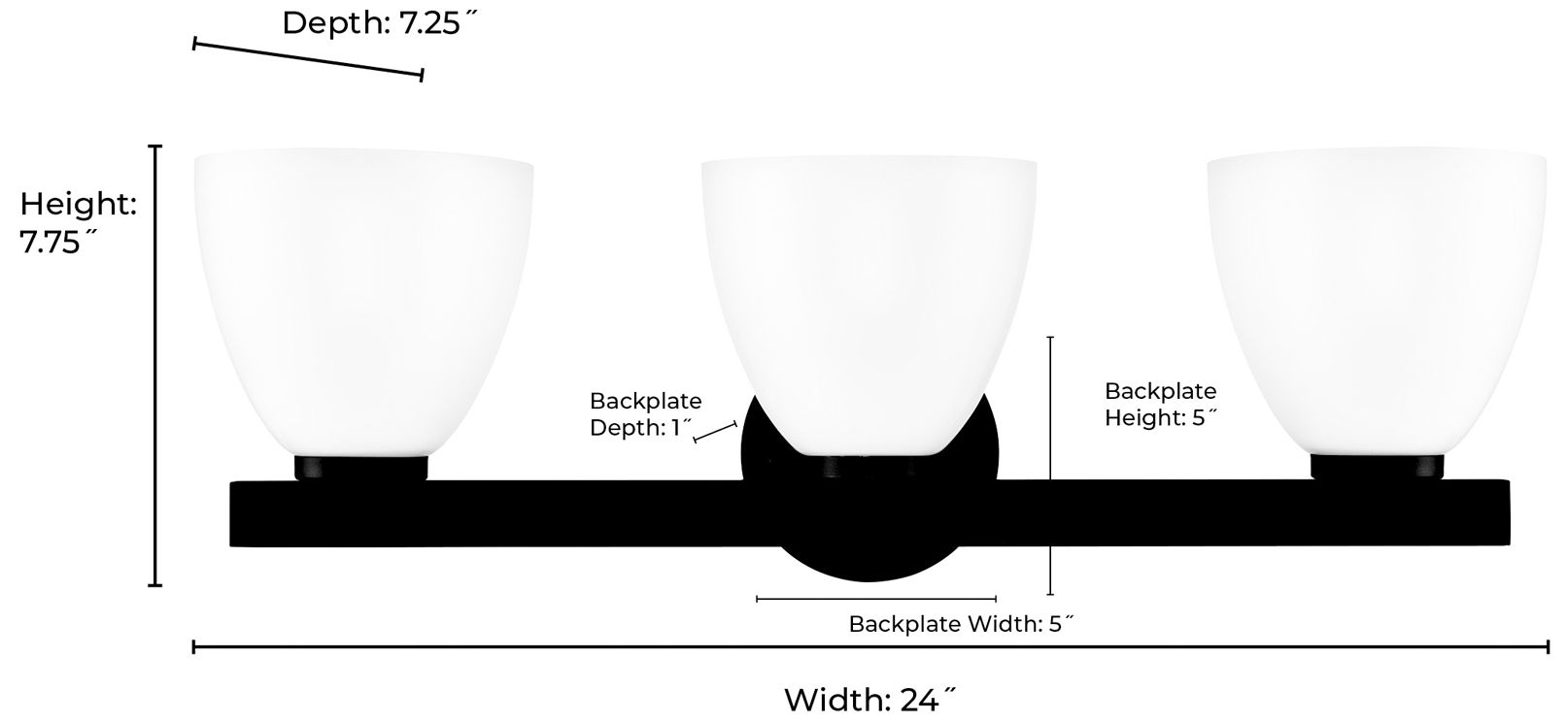 Apria 24" Wide 3-Light Vanity in Polished Chrome