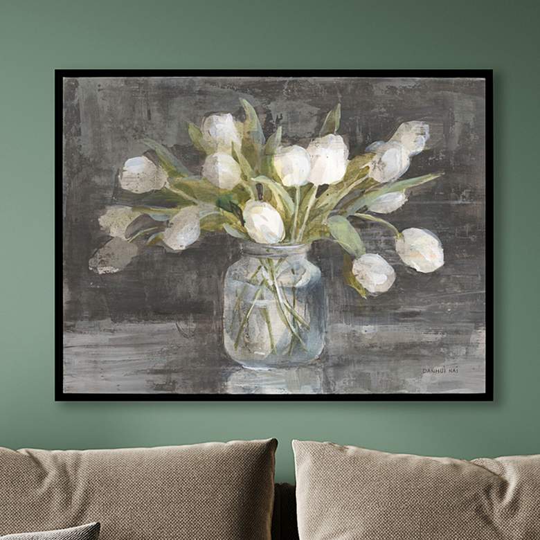 Image 2 April Tulips 49" High Giclee Framed Canvas Wall Art