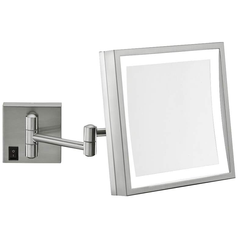 Image 1 Aptations Brushed Nickel 8 inch Wide LED Plug-In Vanity Mirror