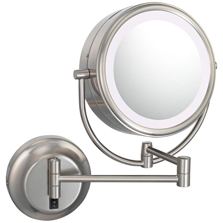 Image 1 Aptations Brushed Nickel 9 inch Wide Lighted LED Makeup Mirror