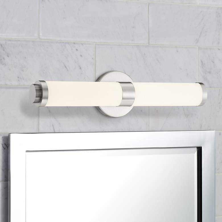 Image 1 Aqua 19 1/4 inch Wide Brushed Steel Metal Bar LED Bath Light