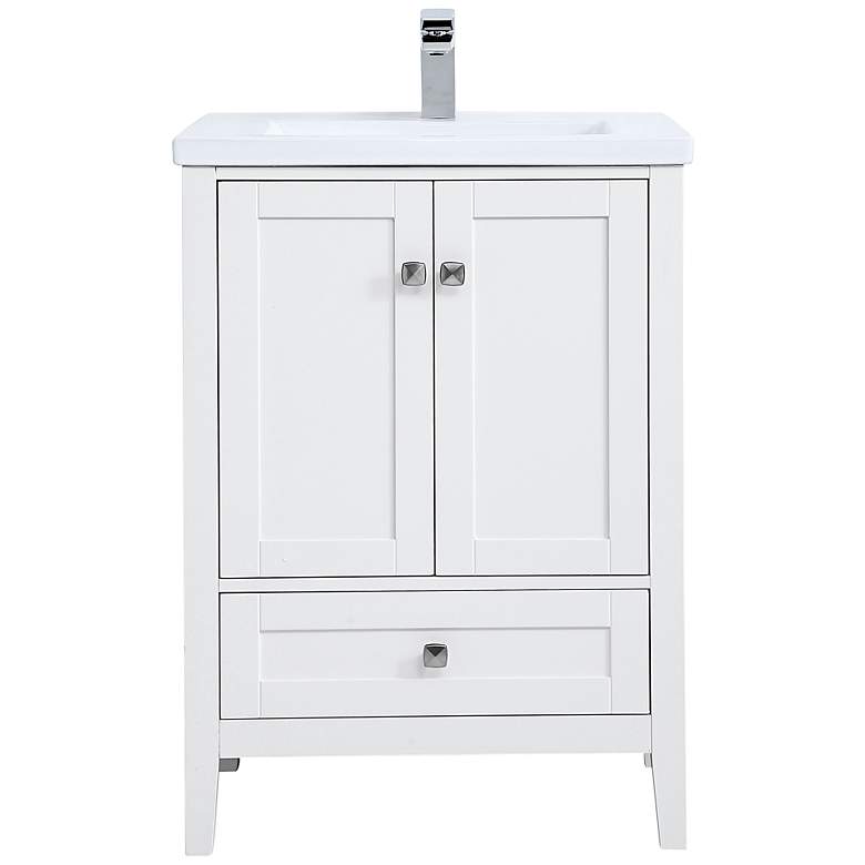 Image 2 Aqua 24" Wide White 2-Door Single Sink Bathroom Vanity