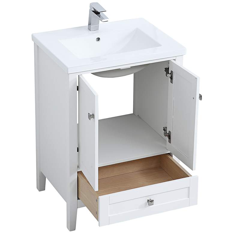 Image 6 Aqua 24" Wide White 2-Door Single Sink Bathroom Vanity more views