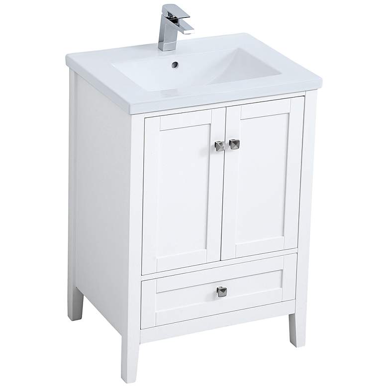 Image 7 Aqua 24" Wide White 2-Door Single Sink Bathroom Vanity more views
