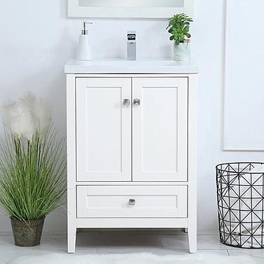 Aqua 24" Wide White 2-Door Single Sink Bathroom Vanity