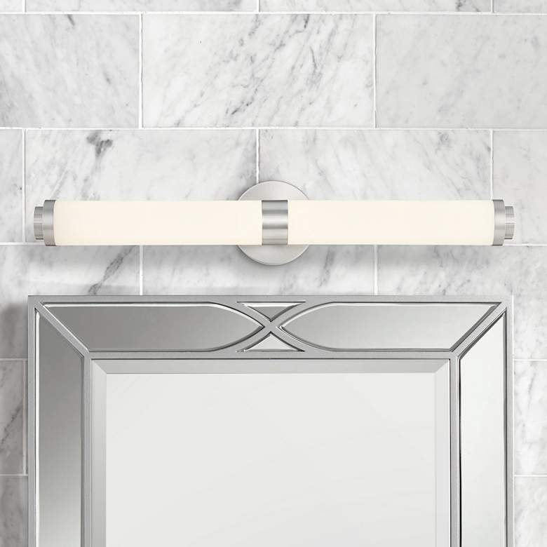 Image 1 Aqua 25 1/4" Wide Brushed Steel Metal Bar LED Bath Light